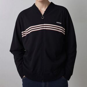 Adidas 90s Vintage Track Jacket Men’s 2XL Full Zip Black Stripe Retro Streetwear
